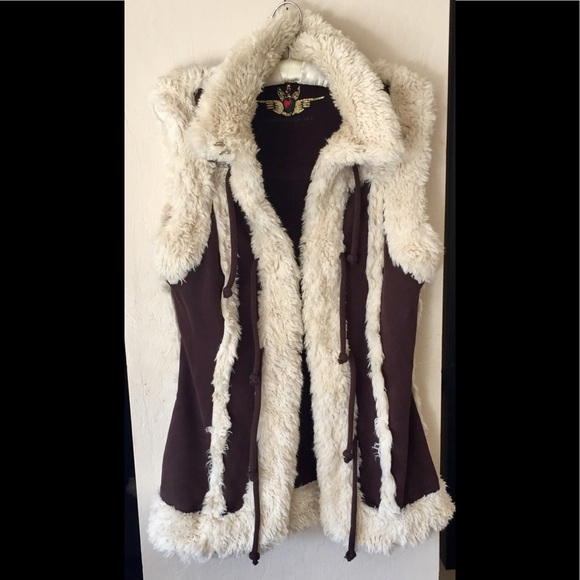 🤎Twisted Heart Brown/Tan shearling vest M/L - Picture 3 of 8